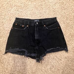 Abercrombie & Fitch black denim high-rise cut-off shorts  sz 27